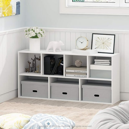 Furinno Luder Bookcase / Book / Storage , 7-Cube, White