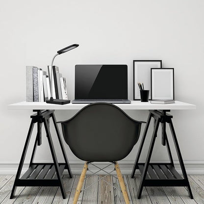 Globe LED Integrated Desk Lamp, Black, Chrome Gooseneck