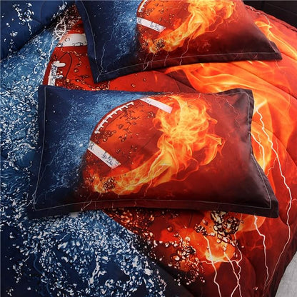 NTBED American Football Comforter Set for Boys Teens,3D Sports Bedding Full Size,Rugby Printed Quilt Sets with 2 Matching Pillow Shams