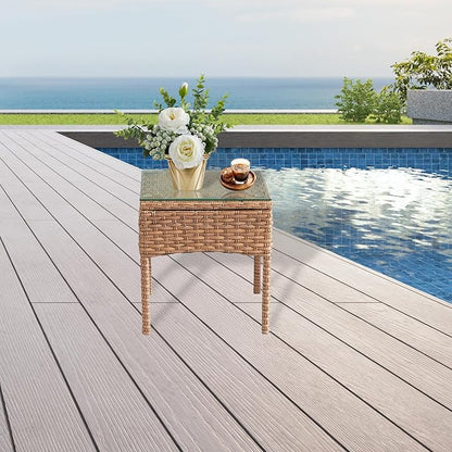 3 Pieces Patio Set Balcony Furniture Sets for Apartments.Bistro Furniture Set, Conversation Sets with Coffee Table, for Porch, Patio, Garden and Removable Cushions Beige