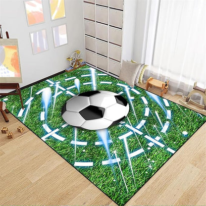Football Rug for Boys Room - Soccer Rug for Boys Room Football Printed Rug for Kids Room Football Decor for Boys Bedroomsports Ball Doormat for Living Room Bedroom,3'×4'