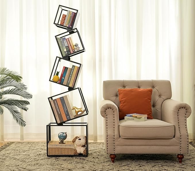 Bookshelf 2024 NEW, 5-Tier Bookshelves, 67" Tall Black Bookshelf, Book Shelf, Bookcase, Modern Bookshelf, Storage Shelf for CDs/Books/Collections, Display Shelf for Livingroom, Bedroom, Office