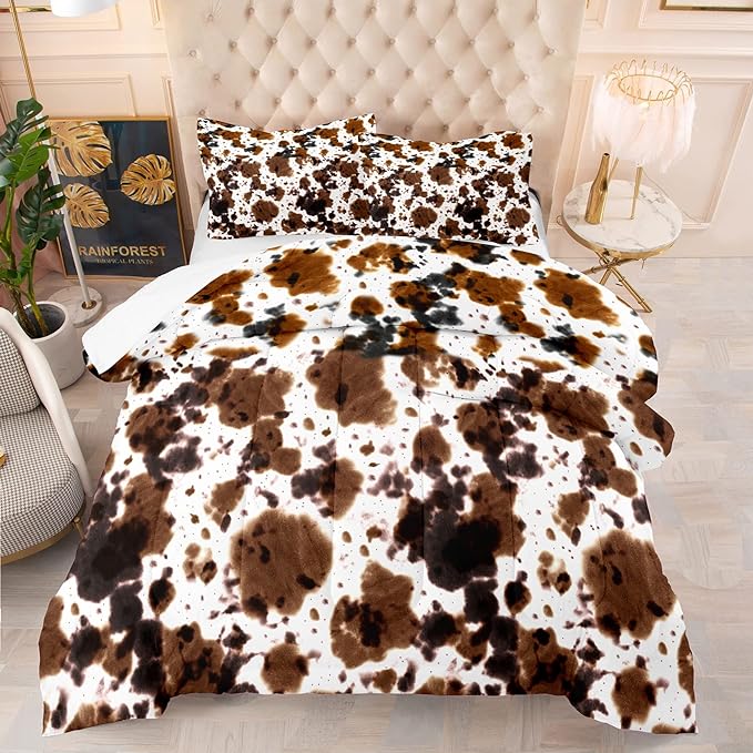 Tailor Shop Full Cow Print Bedding Set, 3Pcs for Boys Teens Girls, Includes Comforter & 2 Pillowcases, All Seasons, Polyester Microfiber, Unisex, Ideal Gift