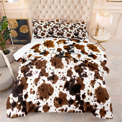 Tailor Shop Full Cow Print Bedding Set, 3Pcs for Boys Teens Girls, Includes Comforter & 2 Pillowcases, All Seasons, Polyester Microfiber, Unisex, Ideal Gift