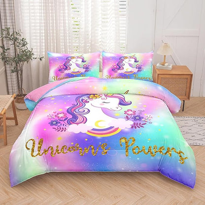 Tailor Shop Unicorn Comforter Sets King Size,Unicorn Bedding Sets for Girls Kids Teens with 2 Pillowcase…