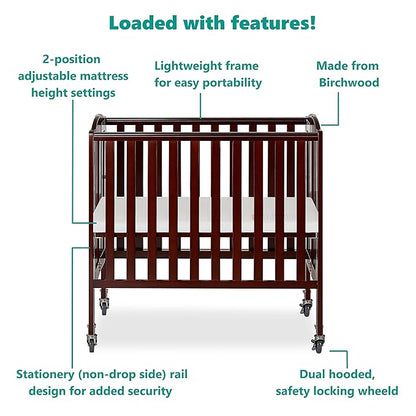 3-in-1 Folding Portable Crib, Espresso, Large