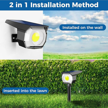 2 Pack Solar Spot Lights Outdoor, Solar Spotlights Outdoor Waterproof 2-in-1 Auto On/Off Landscape Lighting for Outside Yard Wall Garden Pathway