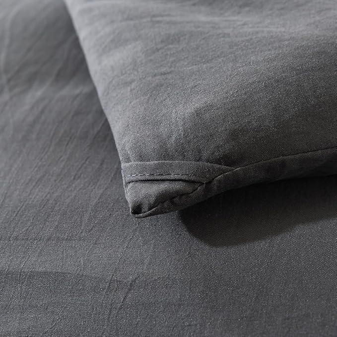 Dark Gray Comforter Set Queen, Solid Grey Down Alternative Bedding Comforter Set, Breathable Fluffy Microfiber Comforter Set (90"x90") for All Seasons with Pillowcase…