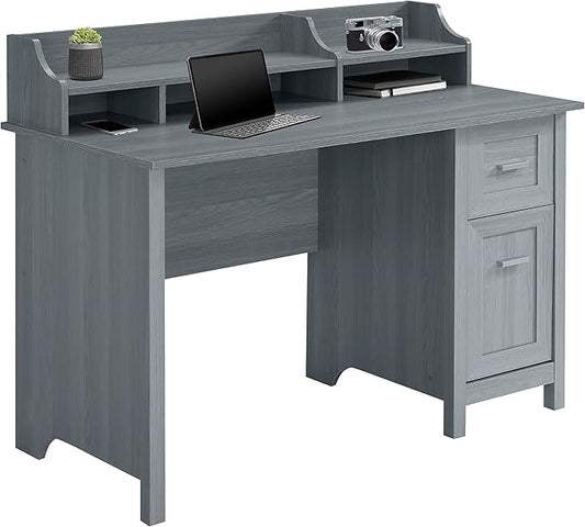 Techni Mobili Classic Office Storage Writing Desk, Grey