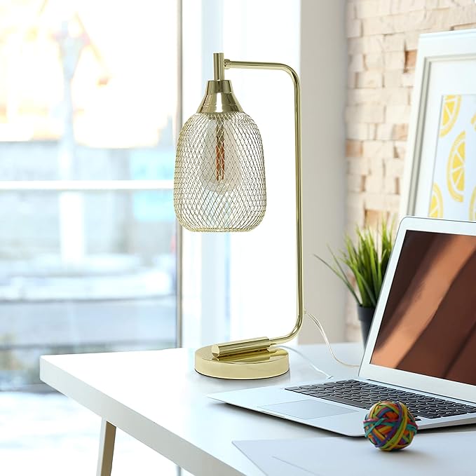 Elegant Designs LD1060-GLD Mesh Wire Table Lamp, Gold