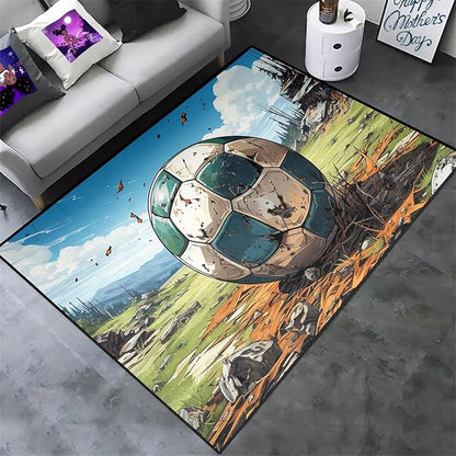 Football Rug for Boys Bedroom - Kids Rug Football Rug Basketball Rugs for Teen Boys Bedroom Football Carpet for Boys Bedroom Football Rugs for Boys Girls Sports Room,4'×5'