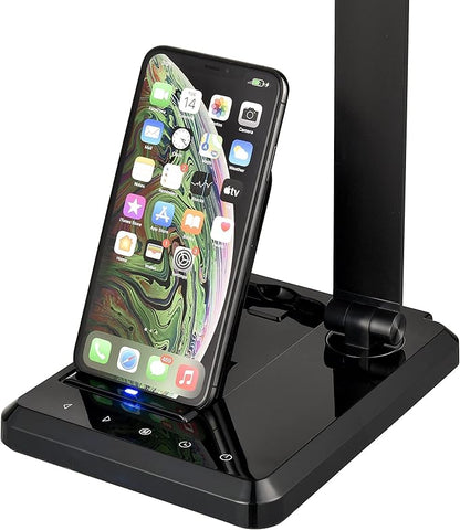 Fugetek LED Desk Office Lamp with Wireless Charger & USB Charging Port, Touch Control, 5 Lighting Modes, 30/60 Min Auto Timer, Eye-Caring, Dimmer, Black