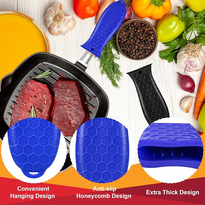 5pcs Cast Iron Handle Cover, Silicone Hot Handle Holder | Heat Resistant Cast Iron Skillet Covers Potholder for Frying Pans and Griddles Kitchen Supplies under 400℉