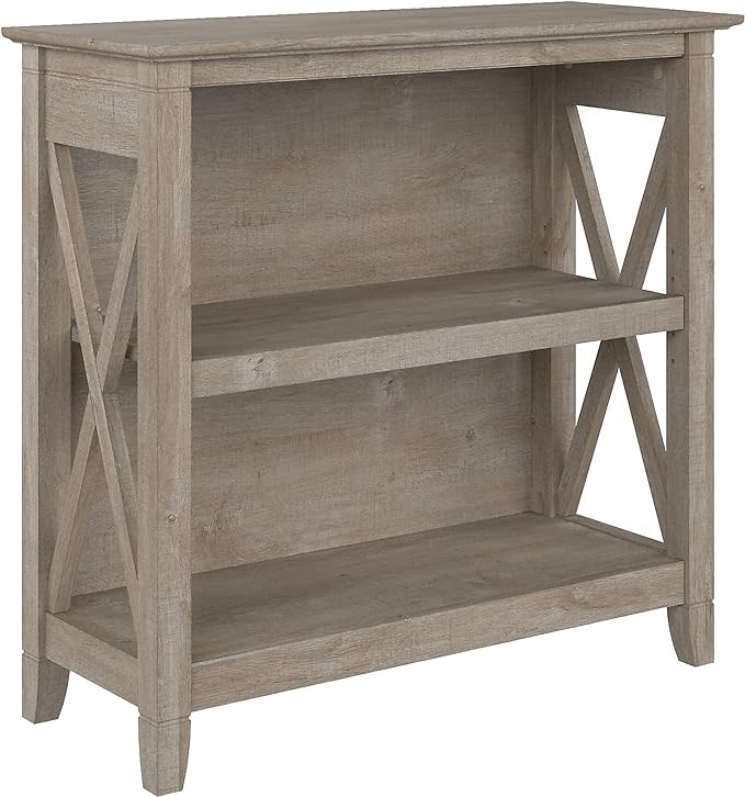 Bush Furniture Key West Small 2 Shelf Bookcase in Washed Gray