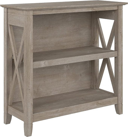 Bush Furniture Key West Small 2 Shelf Bookcase in Washed Gray