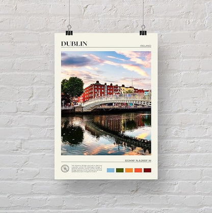 StudioUBILA Dublin Wall Art Poster, Decorative Cityscape Landscape Art Prints, Home Decor Wall Art Print for Bedroom Living Room Kitchen Decorations, Unframed