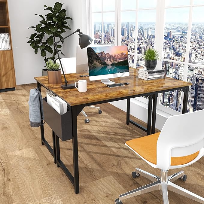 Small Computer Desk 31 Inch Small Office Desk Writing Desks Home Office Desks Small Space Desk Study Table Modern Simple Style Work Table with Storage Bag Headphone Hook Metal Frame for Home, Bedroom