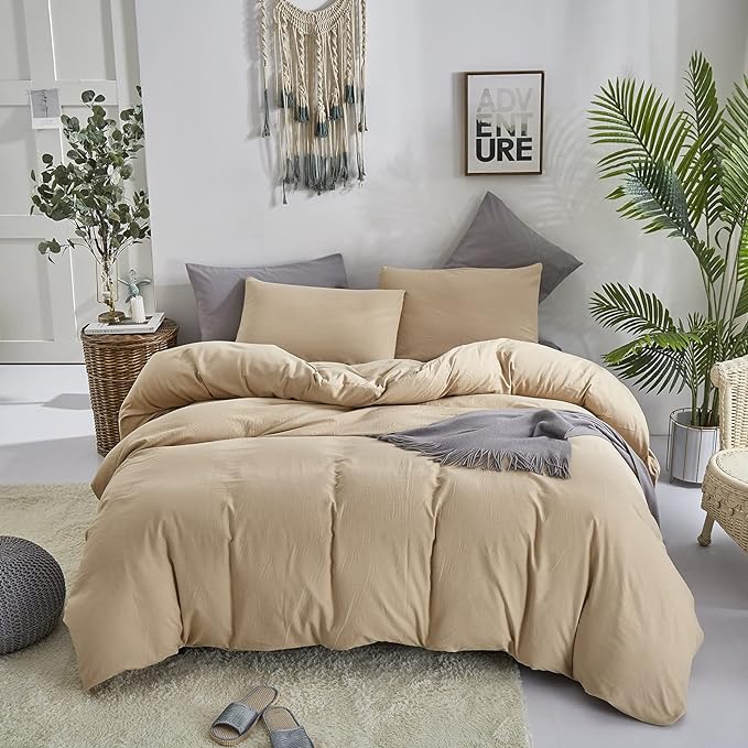 Champagne Comforter Set Full Khaki Bedding Set Lightweight Women Solid Light Champagne Blanket 3 PCs Durable Soft Comforter Set Full Beige Quilts Set Breathable Champagne Bed Comforter Set