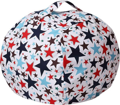 Colorful House Stuffed Animal Storage Bean Bag Chair Cover for Kids Stuffable Zipper Beanbag for Organizing Children Toys Large Canvas(38'',Star)