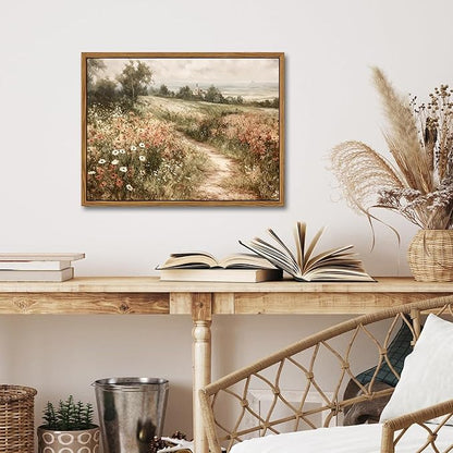 Vintage Framed Wall Art for Living Room – Vintage Wildflower Pictures Oil Paintings Canvas Prints – Country Flower Modern Farmhouse Wall Decor for Bathroom Bedroom Home Office – 8x10in