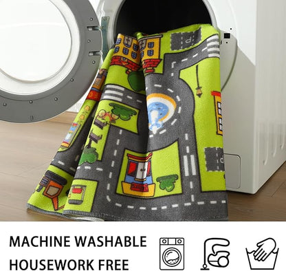 Zareas 4x6 FT Kids Area Rug Playmat Car Rug for Playroom, Children's Educational City Traffic Road Map Fun Carpet, Kids Baby Play Room Rug, City Pretend Play for Ages 3-12 Years Old, 48''x72''