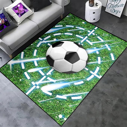Football Rug for Boys Room - Soccer Rug for Boys Room Football Printed Rug for Kids Room Football Decor for Boys Bedroomsports Ball Doormat for Living Room Bedroom,4'×5'