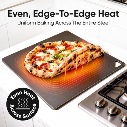 Pizza Steel for Oven | Made in USA | 16" x 14.25" | Pre-Seasoned Baking Steel for Bread, Pizza, Sourdough & More | Premium Quality Crust at Home | Use in Oven, Grill, BBQ | 1/4" Thick