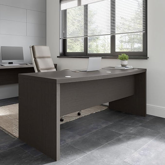 Bush Business Furniture Echo Bow Front Desk, 72W, Charcoal Maple