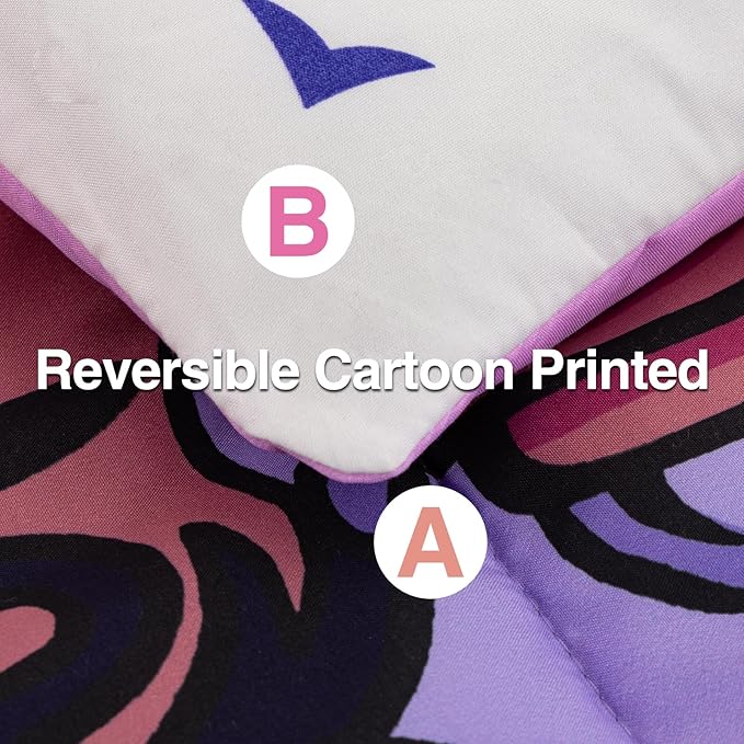 A Nice Night Purple Comforter Sets,Black Girl Listening Music Printed, 6Pcs Bed in A Bag Full Size All Seasons Bedding Set,for Kids, Girls