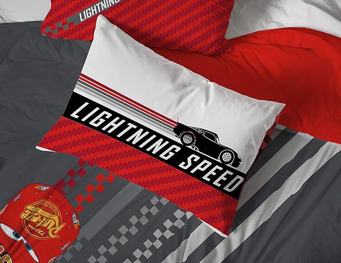 Jay Franco Disney Pixar Cars Race Ready 7 Piece Full Bed Set - includes Comforter & Sheet Set - Bedding Features Lightning McQueen - Super Soft Fade Resistant Microfiber