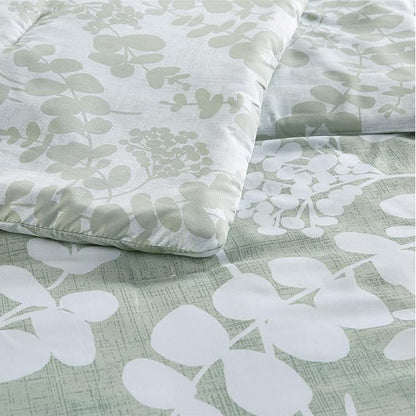 Codi Sage Green Comforter Set King Size, Floral Bedding Sets for Women | Nature Botanical Style, Unique Reversible Design, Better for Spring and Summer | Leaf Print 3 Pieces