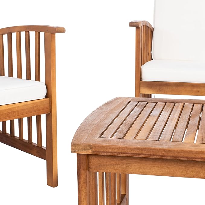 SAFAVIEH Outdoor Collection Rocklin Natural/ Beige 4-Piece Conversation Patio Set with Cushions