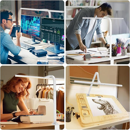 EppieBasic LED Desk Lamp, 24W Architect Clamp Task Table Lamp, Office Desk Lamp Super Bright Extra Wide Area Drafting Work Light,6 Color Modes and Stepless Dimming for Workbench, Reading, Monitor