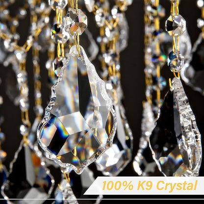 Large Gold Crystal Chandelier Light Fixtures - 24 Lights Modern Crystal Chandeliers for Hotel, Lobby, Foyer, Entryway Hall, Staircase High Ceiling Chandelier 2 Layers