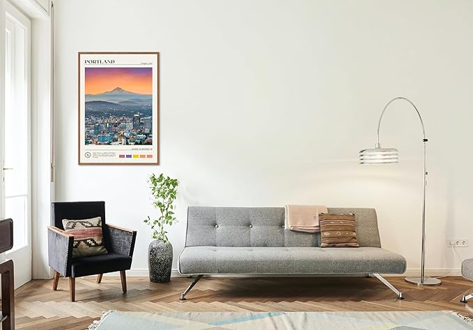 StudioUBILA Portland Wall Art Poster, Decorative Cityscape Landscape Art Prints, Home Decor Wall Art Print for Bedroom Living Room Kitchen Decorations, Unframed