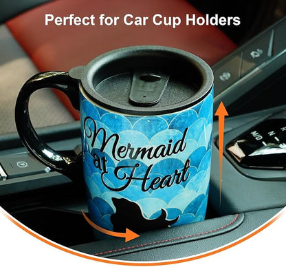 Topadorn 17oz Ceramic Travel Mug with Lid and Handle, Porcelain Coffee Cup with Gift Box, Microwave & Dishwasher Safe, Leak-Proof, for Latte, Tea, Cocoa, Milk, Home & Office
