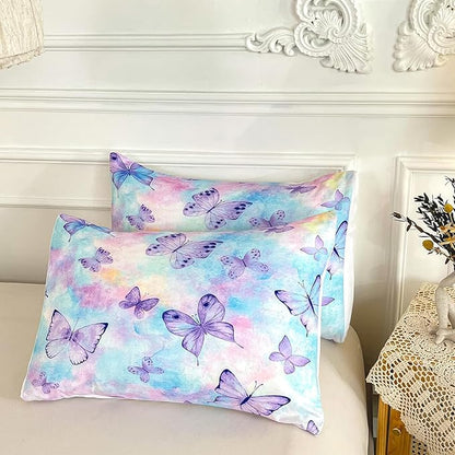 CVHOUSE Butterfly Comforter Sets King for Girls Women,Butterfly Bedding Sets King Set,Butterflies Bedspread,Butterfly Duvet,Butterfly Bed Set,Butterflies Quilt Set 3 Pcs 1 Comforter and 2 Pillowcases