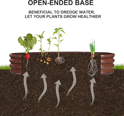 Raised Garden Bed Galvanized Planter Box Outdoor, Rot-Resistant Metal Garden Bed Planter for Vegetables Flower Herb (2- Brown)