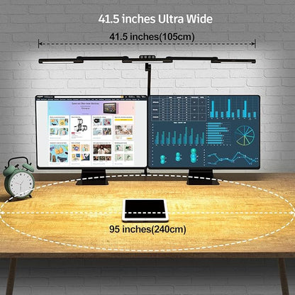 LED Desk Lamp with Clamp, 41.5" Clamp on Architect Desk Lamp for Home Office, 24W Bright Tall Computer LED Desk Light Clip on Office Lamp Adjustable Overhead Table Light for Work Craft