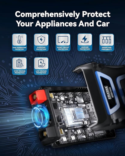 Erayak 1000W Power Inverter, 12V DC to 110V 120V AC, LCD Display, Modified Sine Wave, Dual 120V AC Outlets, USB-A & Type-C Ports, Quiet Fan for RV, Truck, Car, Home Backup
