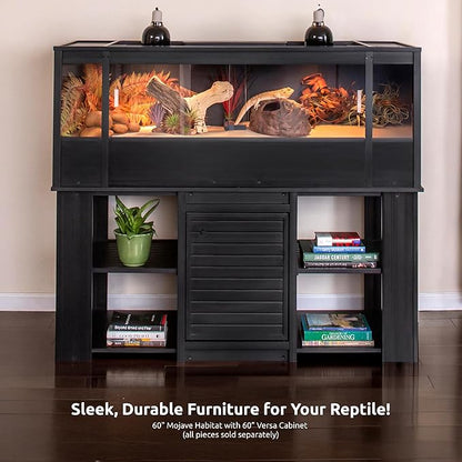 New Age Pet ECOFLEX 60 in Mojave Reptile Lounge in Espresso Black, Durable Wood Plastic Composite Habitat with Vented Side Panels, Removable Sliding Glass Doors, and Mesh Screen Top for Lamp Setup,