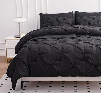 LANE LINEN Comforter Bed Set for Split King Mattress, Soft 8 Piece Split King Bed in a Bag with 1 King Comforter, 1 King Size Flat Sheet, 2 Twin XL Fitted Sheets, 2 Pillowcases & 2 Shams - Grey