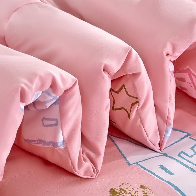SLEEP ZONE Kids Bedding Twin Comforter Set - Super Soft & Cute Printed 2-Piece Comforter Set All Seasons for Boys, Girls, Fade Resistant, Machine Washable, Unicorn Castle