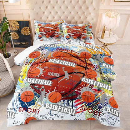 Tailor Shop Basketball Comforter Sets Full Size,Kids Bedding Sets for Boys,Basketball Bedding Sets for Boys Teens,Sport Comforter Sets with 1 Comforter 2 Pillowcases………… Pillowcases…