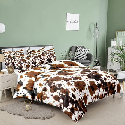 Tailor Shop Cow Print Comforter Sets Queen Size,Cow Print Bedding Set for Boys Teens Girls,Black White Queen Soft Microfiber Cowhide Bedding Set with 1 Comforter and 2 Pillowcases