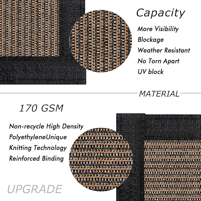 UPGRADE Privacy Fence Screen 3'x30' Brown Outdoor 90% Visibility Blockage 170 GSM Mesh Shade Cover Panels for Backyard,Balcony,Home Decoration with Zip Ties,Customized Avaliable