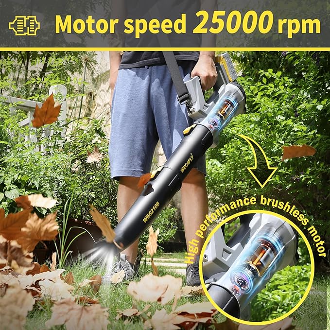 500 CFM Cordless Leaf Blower, 2 x 21V 6.0Ah Battery and Charger, Electric Leaf Blowers for Patio Cleaning, Lawn Care, Blowing Leaves and Snow