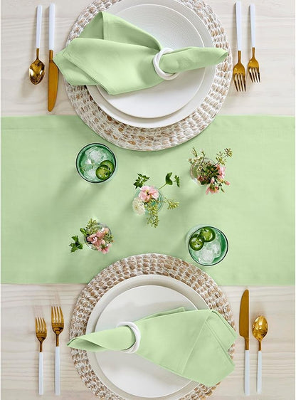 Solino Home Linen Table Runner 72 Inches Long - 100% Pure Linen Pastel Green Table Runner 14 x 72 Inch - Fete
