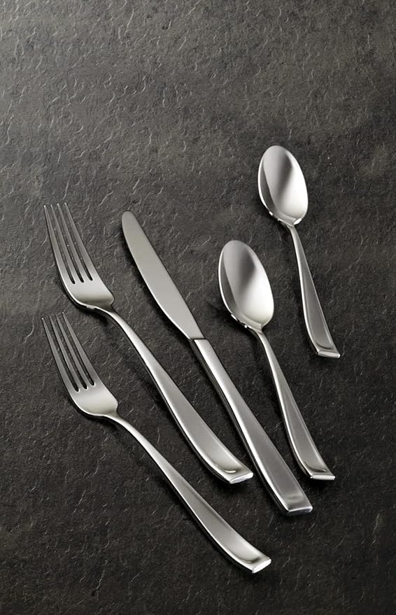 Oneida Moda 75-Piece 18/10 Silverware Set for 12, Flatware | silver, dishwasher safe | includes knives, forks, and spoons | heavy duty, cutlery set, utensil set, wedding silverware