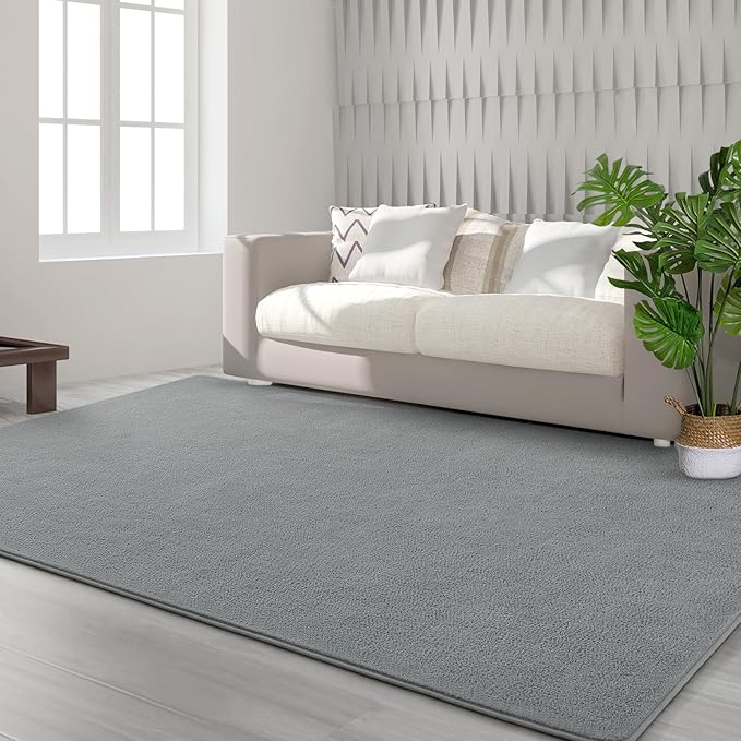 Area Rugs for Bedroom Living Room, 5x8 Grey Super Soft Comfy Thickened Memory-Foam Indoor Carpets, Modern Aesthetic Minimalist Carpet for Boys Girls Adults Apartment Nursery Home Décor